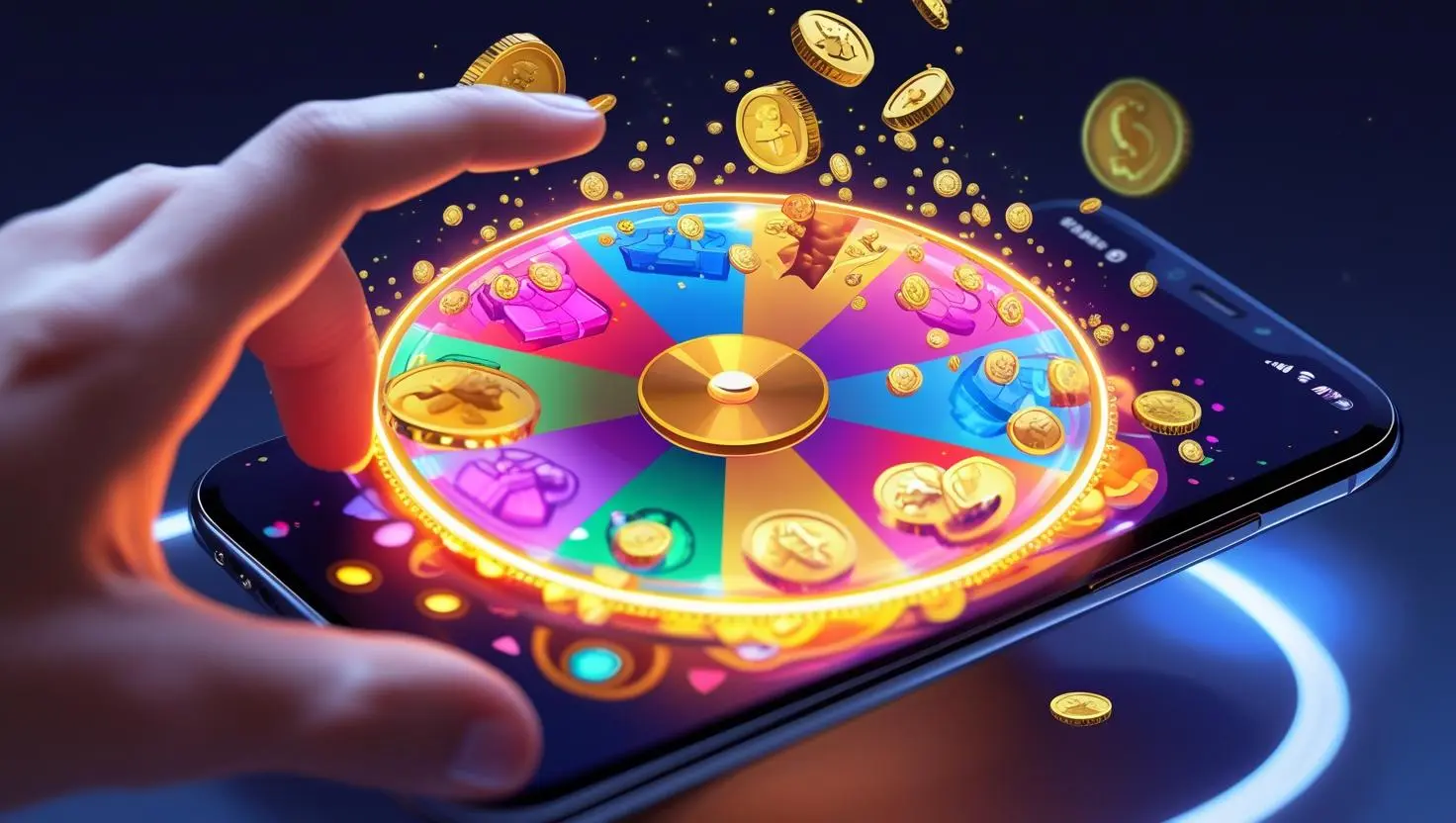 Ilustrasi aplikasi spin gratis di smartphone Android